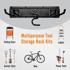 Garden Tool Storage Rack, Outdoor Power Tools Hangers for Garage Wall Organization with 6 assorted Multi-Purpose Hooks, Organizer Holders for Landscaping Equipment, Folding Chairs, Ladders etc. - Image 4