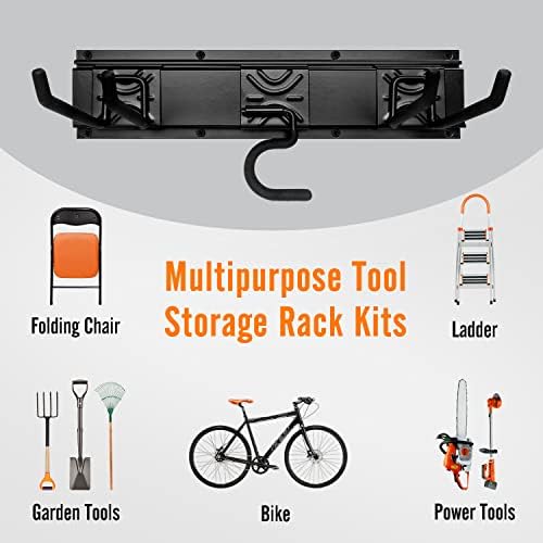 Garden Tool Storage Rack, Outdoor Power Tools Hangers for Garage Wall Organization with 6 assorted Multi-Purpose Hooks, Organizer Holders for Landscaping Equipment, Folding Chairs, Ladders etc. - Image 4