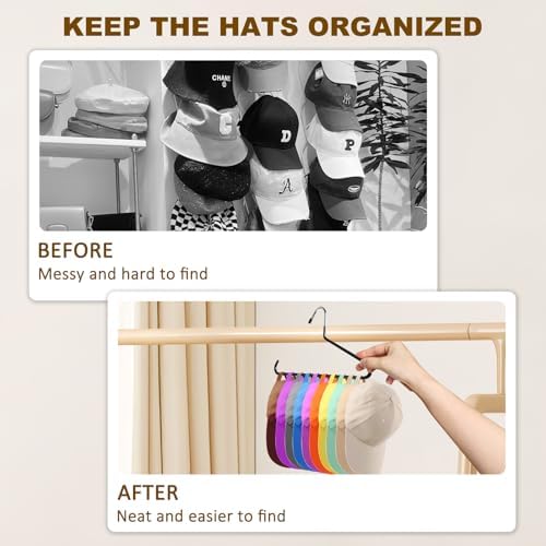 Hat Organizer for Baseball Caps - 2 PCS Hat Hangers for Closet - Stainless Steel Hat Rack - Cap Holder Hat Storage Holds 20 Caps - Birthday Gifts for Men & Women - Image 4
