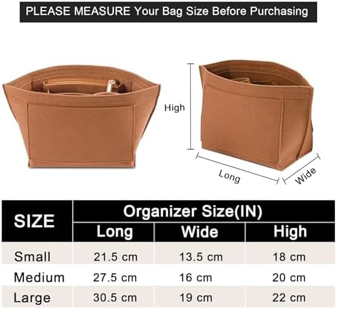 LOUKAYCCI Felt Purse Organizer Insert for Longchamp Le Pliage S Handbag Insert (Small, EarthColor - Image 2