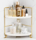 FSyueyun 2-Tier Corner Bathroom Counter Organizer, Vanity Tray, Gold by FSyueyun
