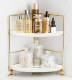 FSyueyun 2-Tier Corner Bathroom Counter Organizer, Vanity Tray, Gold by FSyueyun