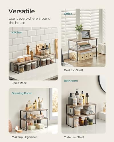 SONGMICS Cabinet Organizer Shelf, Set of 4 Spice Rack, Kitchen Storage - Image 3