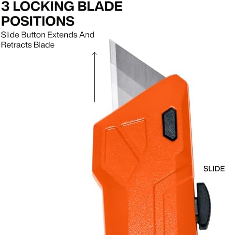 Klein Tools 44301 Retractable Utility Knife with Blade Storage and 5 Extra Blades, Bright Orange, Lightweight Ergonomic Design - Image 3
