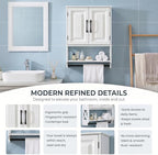 Bathroom Wall Cabinet, 25"x19" Farmhouse Wall Mounted Medicine Cabinet with 2 Raised Panel Doors, Adjustable Shelf & Towel Bar–Over Toilet Storage Organizer for Laundry Room, Entryway or Small Spaces - Image 4