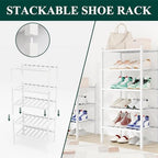 Smiry Bamboo Shoe Rack, 8 Vertical Slats, 6 Tier - 17.3" Wide, White - Image 4