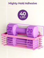 Shower Caddy Adhesive 3 Pack Stainless Steel Storage Organizers-Pink - Image 3