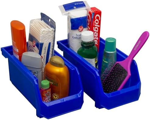 ReadySpace Medium Stackable Plastic Storage Bins, 8-Pack, Blue - Image 2