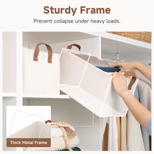 StorageWorks Fabric Storage Bins, Linen Closet Organizers, Natural, 2-Pack - Image 4