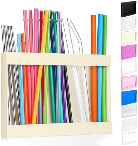 Qinyoung Acrylic Straw Holder for Cabinet Door,Classic,Large,Milky Yellow by Qinyoung
