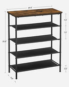 VASAGLE 5-Tier Shoe Rack, 12-16 Pairs, Steel Frame - Image 3