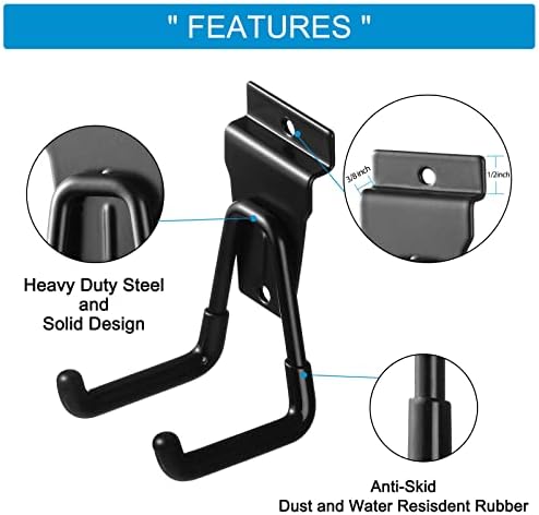 Slat Wall Hanging Hooks, Slatwall Accessories, Slatwall Hooks Assortment, Slat Wall Accessories, Heavy Duty Garage Slatwall Hooks and Hangers,16Pack(Black) - Image 3