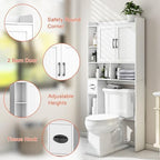 Vabches Farmhouse Over The Toilet Storage Cabinet with Barn Door, White - Image 3