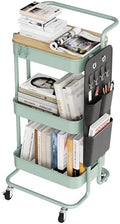 DTK 3-Tier Rolling Cart with Table Top, Metal Utility Cart with Side Bags by DTK