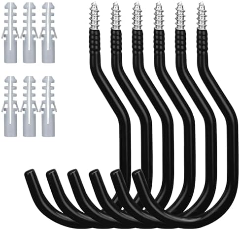 HORUSDY 6 Pack Heavy Duty Bike Hooks - 7.5 inches, 100LBS Capacity for Garage Wall and Ceiling by HORUSDY