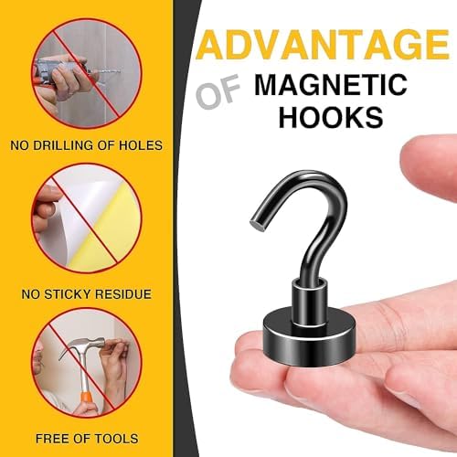 DIYMAG Magnetic Hooks 100pcs 30lbs Cruise Essentials 2026 Magnet Hook Black - Image 2