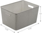 BINO | Plastic Storage Baskets, 33 Liter - 3 Pack, Natural Grey | THE WOVEN COLLECTION | Storage Basket for Shelves | Woven Storage Baskets for Organizing Bins | Pantry Shelf Organizer | Container Bin - Image 2