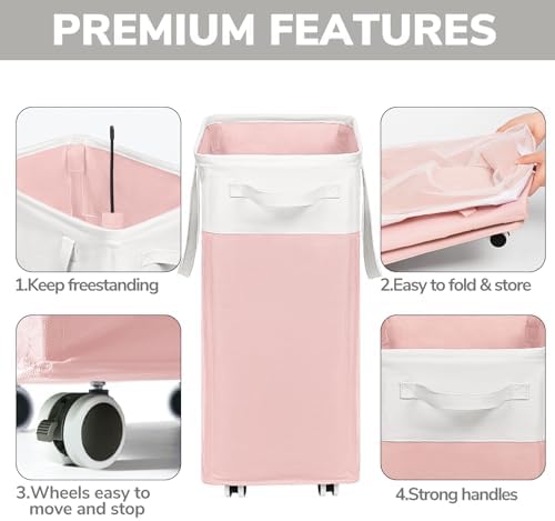 Goodpick 2-Pack Laundry Hamper with Wheels, Dorm Essentials for Girls,75L - Image 2