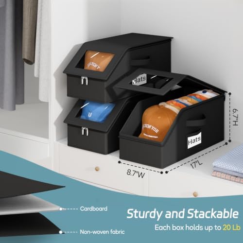 AOODA 3 Pack Stackable Hat Storage Box for Baseball Caps, Holds 36 Caps - Image 3