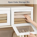 DIMJ Storage Bins with Lids - 4 Pack Large Fabric Closet Organizer with Window & Handles, Collapsible Decorative Storage Boxes for Shelves Under Bed, Books Clothes Blankets Sweaters Organization - Image 2