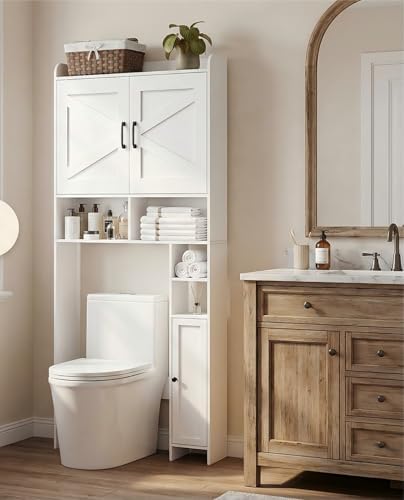 Homhedy Wooden Over The Toilet Storage Cabinet with Barn Door - Image 7