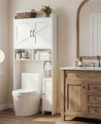 Homhedy Wooden Over The Toilet Storage Cabinet with Barn Door - Image 7