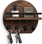 Nekon Key Holder for Wall, 9.8 Inch Round Wall Decor, Brown by NekonDesign