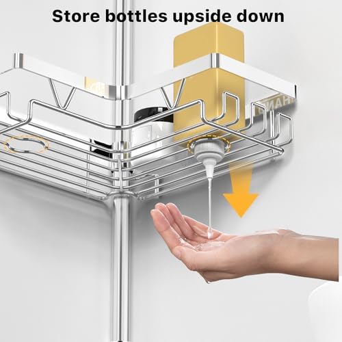 KEGII Corner Shower Caddy Tension Pole, Bathroom Storage Shelf, Chrome - Image 5