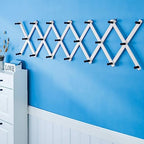 SKOLOO Hat Rack for Wall with 20 Hooks, Solid Wooden, Modern, Expandable Coat Rack Wall Mount for Coats, Hats, Bags, Baseball Caps, Black on White - Image 3
