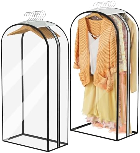 Garment Bags for Hanging Clothes 40” Long, Ultra Clear Suit Bags for Closet Storage, Moving Organization, Travel Covers with 10" Gussets for Coat, Dress, Shirt and Sweater - 2 PCS by Ramota