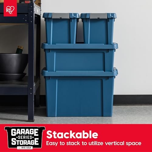 IRIS USA 4-Pack 12 Gal Heavy Duty Lockable Storage Totes with lids, Navy - Image 6