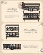 VASAGLE MAXE Collection - Shoe Storage Cabinet with 2 Flip Drawers, Freestanding Narrow Shoe Rack Organizer for Entryway, Fluted Doors, Fits 12-16 Pairs, Mid Century Modern, Walnut Brown UHSC202KF02S - Image 7