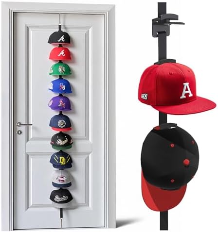 Over-the-Door Hat Organizer for Baseball Caps, Button & Strap 2-Way Hanging by Aoodaily