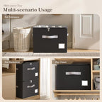 Criusia Shoe Organizer for Closet, Foldable Shoe Storage Organizer with Clear Cover and Sturdy Handles, Fit 12-16 Pairs, Closet Organizer for Shoes Sneakers Sandals Heels, 2 Pack, Black - Image 6
