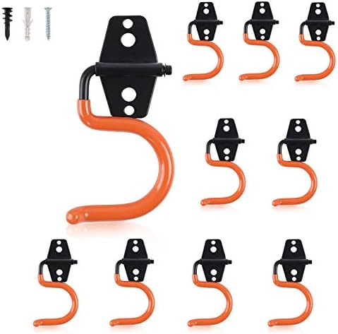 AOBEN Garage Hooks Heavy Duty, Steel Garage Storage Hooks, Utility Tool Hangers and Broom and Mop Holder Wall Mounted for Organizing Cleaning Tools, Mops, Garden Tools (S, 10 Pack) by AOBEN