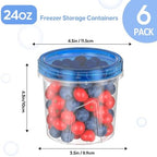 6 Pack-24 OZ Freezer Storage Containers Set, Small Plastic Containers with Twist Top Lids, Reusable Soup Containers for Meal Prep, Lunch, Leftovers - Image 3