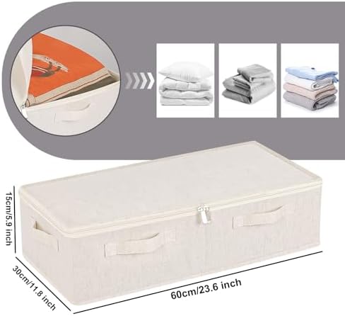 Underbed Storage Basket with PP Panel,23.6x11.8x5.9in,Beige,2 Pack - Image 6