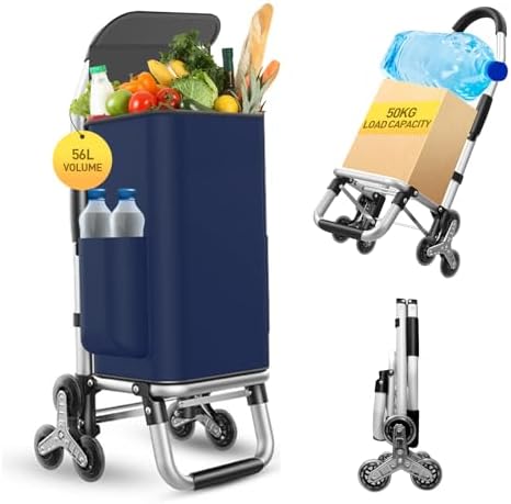 Heavy Duty 3 in 1 Shopping Cart, Foldable Hand Truck with 6 Wheels by ISWEES