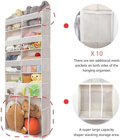 Extra Large Over The Door Organizer with Clear Pockets - 8 Compartments & XL Bottom Storage, Heavy-Duty Hanging Organizer for Bathroom, Bedroom, Closet (57 Inch Height). - Image 3