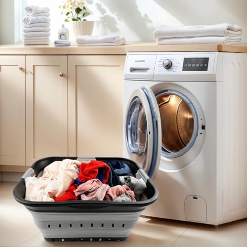 SAMMART 42L (11 gallon) Collapsible Plastic Laundry Basket - Foldable Pop Up Storage Container/Organizer - Space Saving Hamper/Basket (Black/Alloy Grey) - Image 2