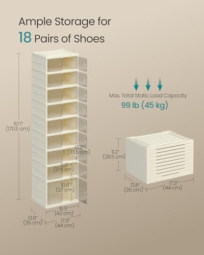 SONGMICS Foldable Shoe Storage Organizer, 9-Tier for 18 Pairs - Image 5