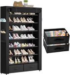OYREL Shoe Rack Dustproof Sturdy 8Tier Tall Large Storage with Side Pocket by OYREL