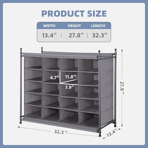 STORAGE MANIAC Stackable Shoe Cubby Organizer, Free Standing Shoe Cube Rack for Entryway, Bedroom, Apartment, Closet, 20-Cube Gray - Image 3