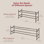 Tajsoon Expandable Shoe Rack for Closet 2 Tier, 28“-41“Stackable, Bronze - Image 3
