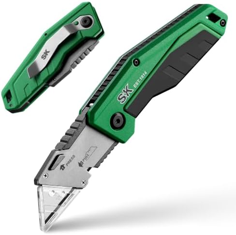 SK Folding Utility Knife with SK2M TAC Blade, Liner Lock, Aluminum Handle by SKHandTools