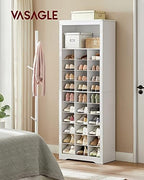 VASAGLE Tall Shoe Storage Cabinet, 10‑Tier, Holds Up to 30 Pairs of Shoes | Vertical Wood Rack, 24.8 x 12.6 x 73.7 inch, for Entryway, Cloud White, HELAN Collection ULBS273T14 - Image 2