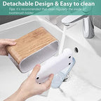 Boperzi Toothbrush and Toothpaste Holder Wood Grain for Bathroom Countertop with Adjustable Dividers, Toothpaste Caddy Organizer Storage Rustic Decor Set Freestanding Anti-Slip for Shower,Family,Kids - Image 3