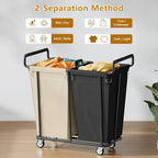 Gewudraw 2 Section Heavy Duty Laundry Basket with Wheels, 360L - Image 3