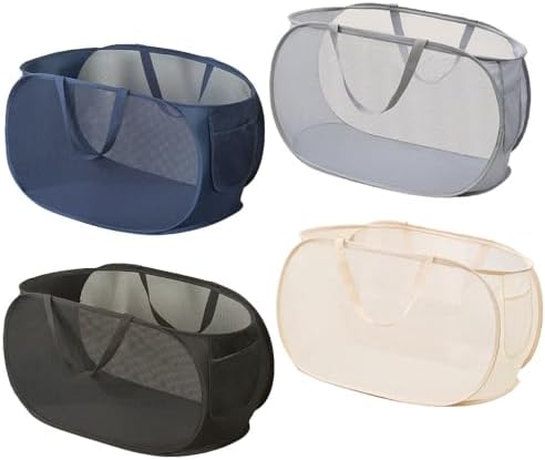 4 Pcs Collapsible Laundry Baskets, Pop-up Laundry Hamper by LATERONON