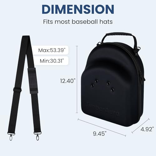 Black Hat Case for Baseball Caps, Sleek Hard Shell Travel Cap Carrier for 6-7 Hats, Breathable Storage Box with Airflow Eyelets for Closet & Home, Water-Resistant 1680D Oxford Cap Organizer - Image 2